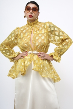 Camisa trasnparencia amarela losango mng bufante - comprar online
