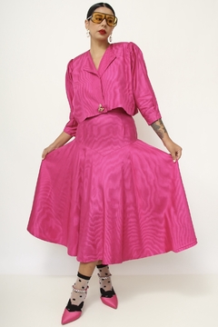 Conjunto rosa casaquinho + saia midi - comprar online