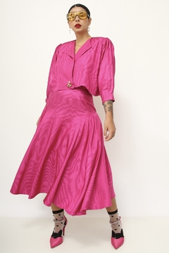 Conjunto rosa casaquinho + saia midi