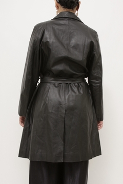 Sobretudo couro vintage longo - comprar online