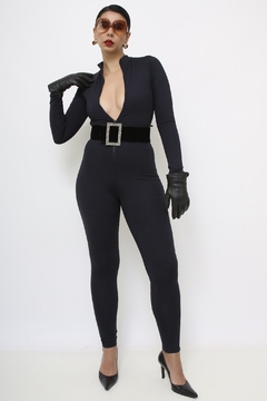 Macacão justo preto manga longa - comprar online