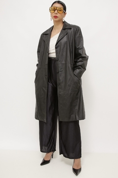 Sobretudo couro vintage longo - comprar online