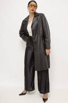 Sobretudo couro vintage longo - loja online