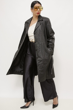 Sobretudo couro vintage longo - comprar online