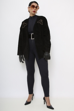 Blazer couro coutry preto