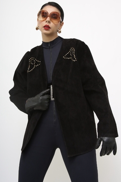 Blazer couro coutry preto