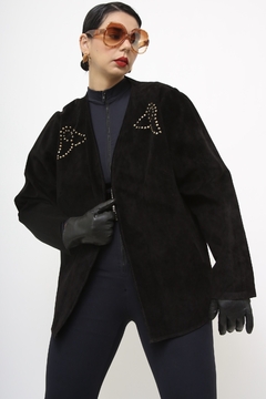 Blazer couro coutry preto - loja online