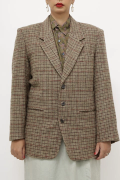 Blazer lã xadrez vintage