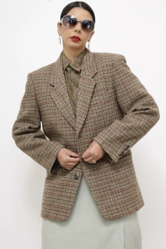 Blazer lã xadrez vintage na internet