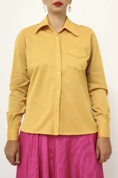 Camisa amarela estampada vintage - loja online