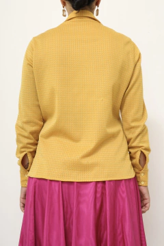 Camisa amarela estampada vintage