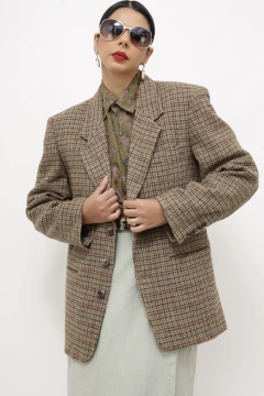 Blazer lã xadrez vintage