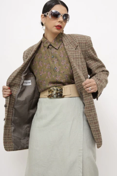 Blazer lã xadrez vintage - Capichó Brechó