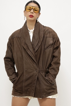 Imagem do Jaqueta couro marrom acinturada vintage parka