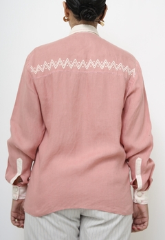 Camisa rosa linho western na internet