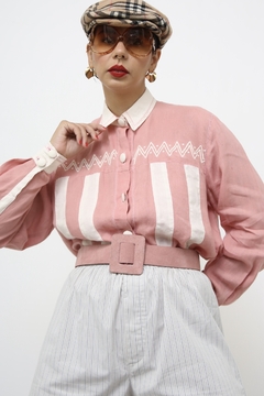 Camisa rosa linho western
