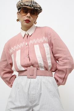 Camisa rosa linho western - Capichó Brechó