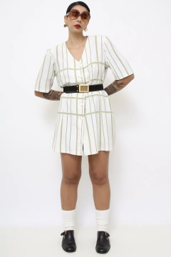 Vestido blazer xadrez verde vintage