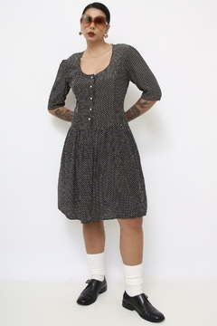 Vestido midi poa cintura baixa - Capichó Brechó
