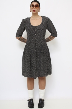 Vestido midi poa cintura baixa - comprar online