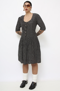 Vestido midi poa cintura baixa - loja online