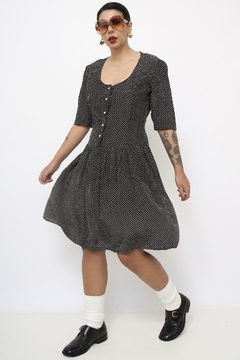 Vestido midi poa cintura baixa - Capichó Brechó