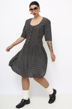 Vestido midi poa cintura baixa - loja online