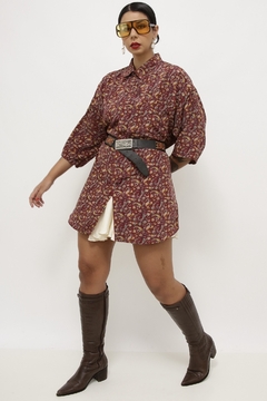 Camisa vinho estampa maxi - comprar online