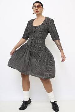 Vestido midi poa cintura baixa - comprar online
