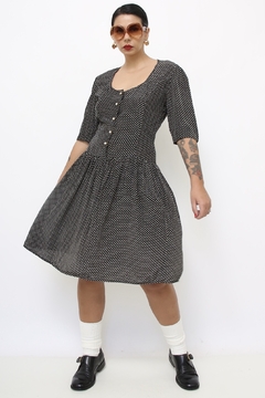 Vestido midi poa cintura baixa - Capichó Brechó