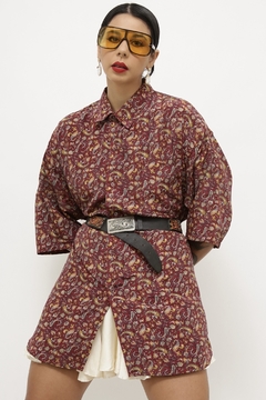 Camisa vinho estampa maxi - comprar online