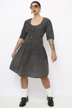 Vestido midi poa cintura baixa - loja online