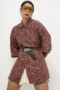 Camisa vinho estampa maxi
