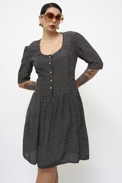 Vestido midi poa cintura baixa - comprar online