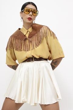 Camisa seda amarela vintage