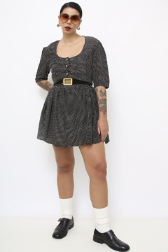 Vestido midi poa cintura baixa - comprar online