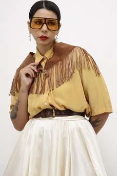 Camisa seda amarela vintage - comprar online