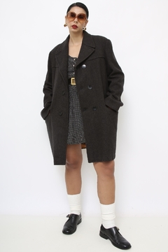 Casaco lã cinza forro dourado vintage - comprar online