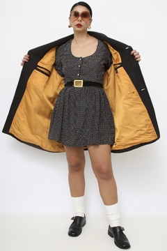 Casaco lã cinza forro dourado vintage - loja online