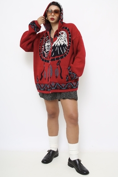 Casaco indio vermelho capuz - comprar online