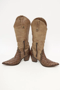 Bota marrom avestruz western 35
