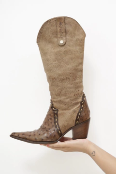 Bota marrom avestruz western 35 - comprar online