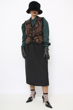 Colete preto estampado vintage