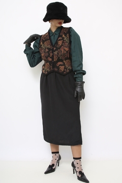 Colete preto estampado vintage - comprar online
