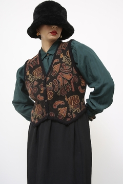 Colete preto estampado vintage
