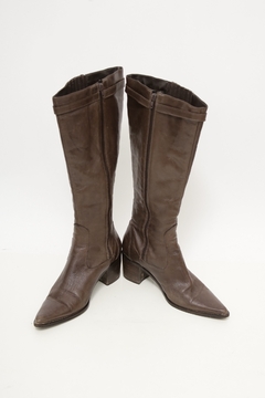Bota marrom couro montaria cano alto 39