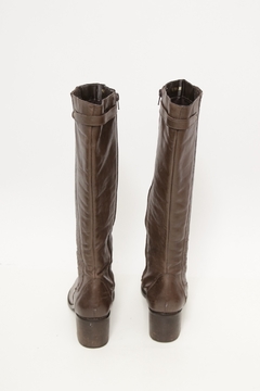 Bota marrom couro montaria cano alto 39 - comprar online