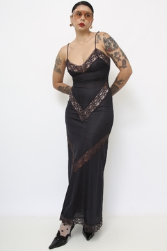 Camisola preta poliamida longa