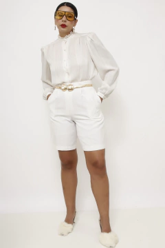 Bermuda branca cintura alta - loja online