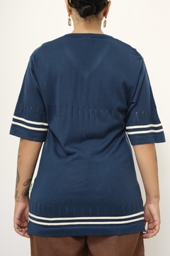 Polo azul listras vintage na internet